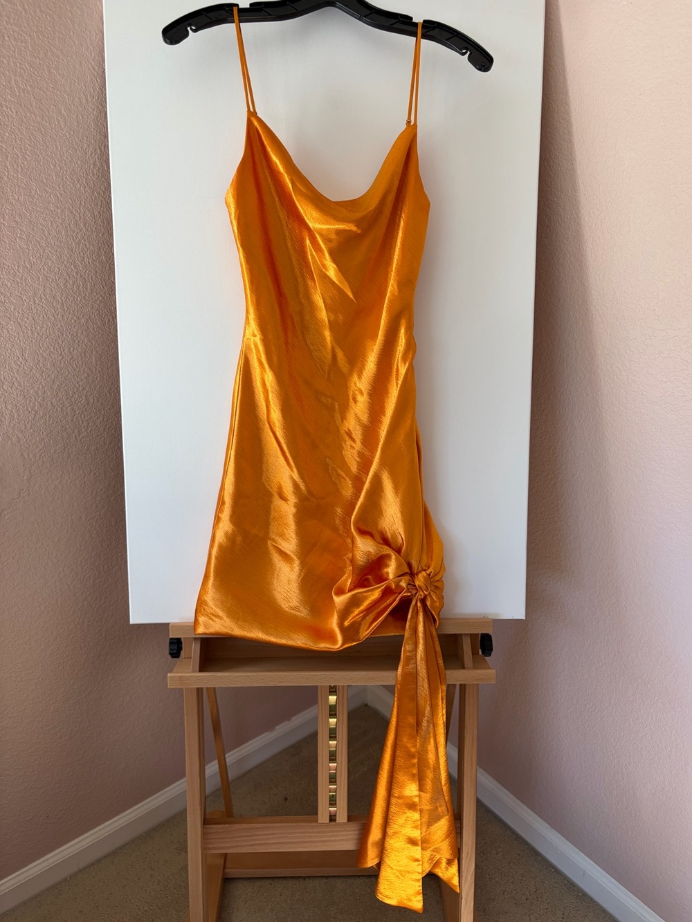 Cinq a Sept Ryder Orange Satin Cowl Mini Dress Halloween Party 2